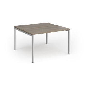 Connex Goal-Post 1200 x 1200 x 725mm Back to Back Desk ( 2 x 1200mm ) - Silver Frame / Nebraska Oak Top - GCO1212-S-NO