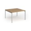 Connex Goal-Post 1200 x 1200 x 725mm Back to Back Desk ( 2 x 1200mm ) - Silver Frame / Oak Top - GCO1212-S-O