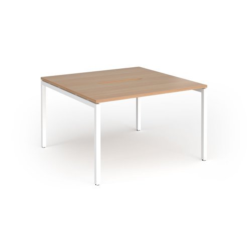 Connex Goal-Post 1200 x 1200 x 725mm Back to Back Desk ( 2 x 1200mm ) - White Frame / Beech Top - GCO1212-WH-B