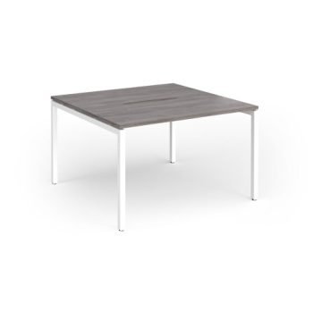 Connex Goal-Post 1200 x 1200 x 725mm Back to Back Desk ( 2 x 1200mm ) - White Frame / Grey Oak Top - GCO1212-WH-GO
