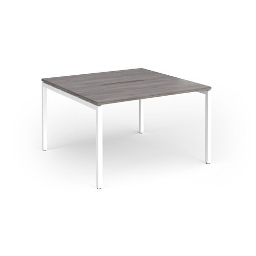 Connex Goal-Post 1200 x 1200 x 725mm Back to Back Desk ( 2 x 1200mm ) - White Frame / Grey Oak Top - GCO1212-WH-GO