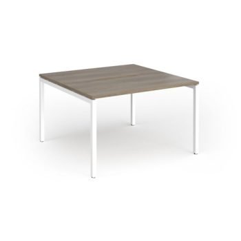 Connex Goal-Post 1200 x 1200 x 725mm Back to Back Desk ( 2 x 1200mm ) - White Frame / Nebraska Oak Top - GCO1212-WH-NO