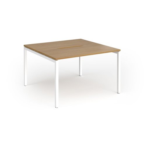 Connex Goal-Post 1200 x 1200 x 725mm Back to Back Desk ( 2 x 1200mm ) - White Frame / Oak Top - GCO1212-WH-O