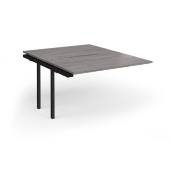 Connex Goal-Post 1200 x 1600 x 725mm Back to Back Add On Bay - Black Frame / Grey Oak Top - GCO1216-AB-K-GO