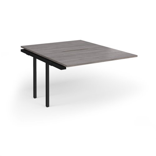 Connex Goal-Post 1200 x 1600 x 725mm Back to Back Add On Bay - Black Frame / Grey Oak Top - GCO1216-AB-K-GO
