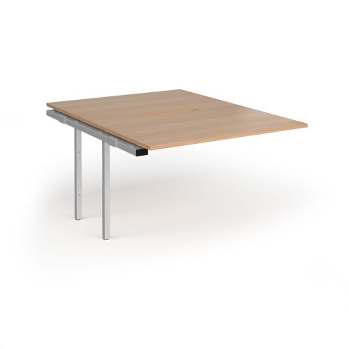Connex Goal-Post 1200 x 1600 x 725mm Back to Back Add On Bay - Silver Frame / Beech Top - GCO1216-AB-S-B