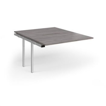 Connex Goal-Post 1200 x 1600 x 725mm Back to Back Add On Bay - Silver Frame / Grey Oak Top - GCO1216-AB-S-GO