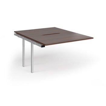 Connex Goal-Post 1200 x 1600 x 725mm Back to Back Add On Bay - Silver Frame / Walnut Top - GCO1216-AB-S-W