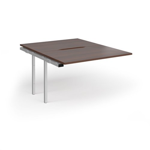 Connex Goal-Post 1200 x 1600 x 725mm Back to Back Add On Bay - Silver Frame / Walnut Top - GCO1216-AB-S-W