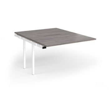 Connex Goal-Post 1200 x 1600 x 725mm Back to Back Add On Bay - White Frame / Grey Oak Top - GCO1216-AB-WH-GO