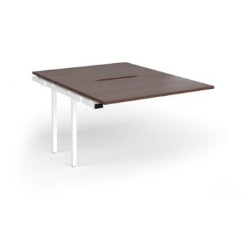 Connex Goal-Post 1200 x 1600 x 725mm Back to Back Add On Bay - White Frame / Walnut Top - GCO1216-AB-WH-W