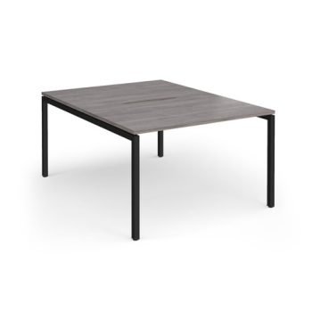 Connex Goal-Post 1200 x 1600 x 725mm Back to Back Desk ( 2 x 1200mm ) - Black Frame / Grey Oak Top - GCO1216-K-GO