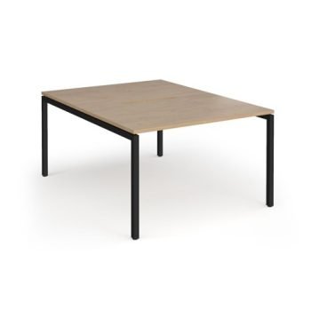 Connex Goal-Post 1200 x 1600 x 725mm Back to Back Desk ( 2 x 1200mm ) - Black Frame / Kendal Oak Top - GCO1216-K-KO