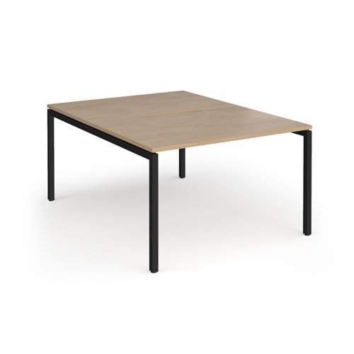 Connex Goal-Post 1200 x 1600 x 725mm Back to Back Desk ( 2 x 1200mm ) - Black Frame / Kendal Oak Top - GCO1216-K-KO