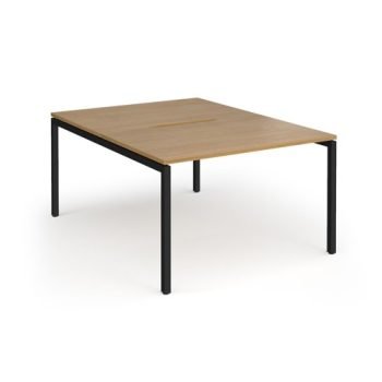 Connex Goal-Post 1200 x 1600 x 725mm Back to Back Desk ( 2 x 1200mm ) - Black Frame / Oak Top - GCO1216-K-O