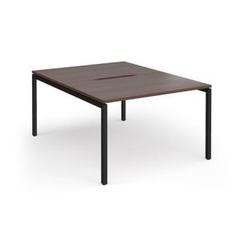 Connex Goal-Post 1200 x 1600 x 725mm Back to Back Desk ( 2 x 1200mm ) - Black Frame / Walnut Top - GCO1216-K-W