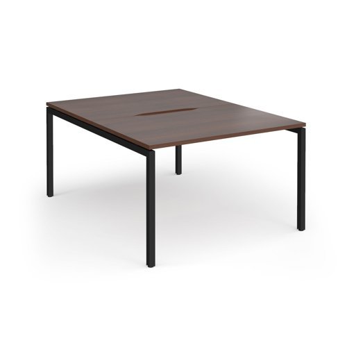 Connex Goal-Post 1200 x 1600 x 725mm Back to Back Desk ( 2 x 1200mm ) - Black Frame / Walnut Top - GCO1216-K-W