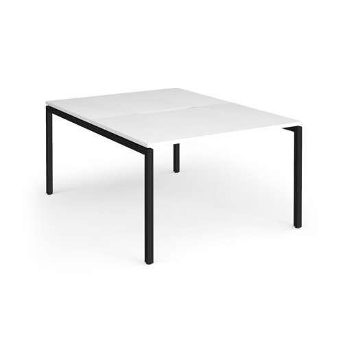 Connex Goal-Post 1200 x 1600 x 725mm Back to Back Desk ( 2 x 1200mm ) - Black Frame / White Top - GCO1216-K-WH