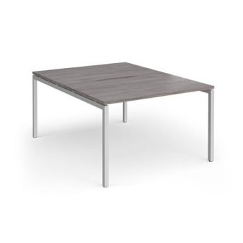 Connex Goal-Post 1200 x 1600 x 725mm Back to Back Desk ( 2 x 1200mm ) - Silver Frame / Grey Oak Top - GCO1216-S-GO