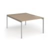 Connex Goal-Post 1200 x 1600 x 725mm Back to Back Desk ( 2 x 1200mm ) - Silver Frame / Kendal Oak Top - GCO1216-S-KO