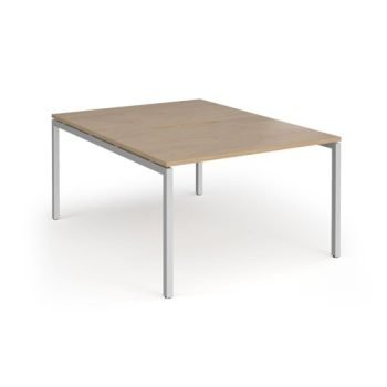 Connex Goal-Post 1200 x 1600 x 725mm Back to Back Desk ( 2 x 1200mm ) - Silver Frame / Kendal Oak Top - GCO1216-S-KO