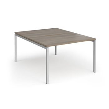Connex Goal-Post 1200 x 1600 x 725mm Back to Back Desk ( 2 x 1200mm ) - Silver Frame / Nebraska Oak Top - GCO1216-S-NO