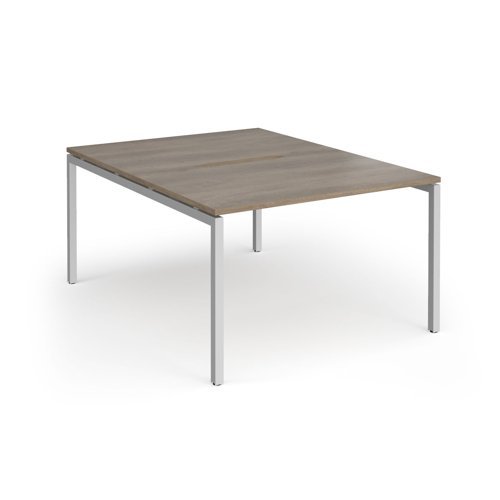 Connex Goal-Post 1200 x 1600 x 725mm Back to Back Desk ( 2 x 1200mm ) - Silver Frame / Nebraska Oak Top - GCO1216-S-NO