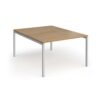 Connex Goal-Post 1200 x 1600 x 725mm Back to Back Desk ( 2 x 1200mm ) - Silver Frame / Oak Top - GCO1216-S-O