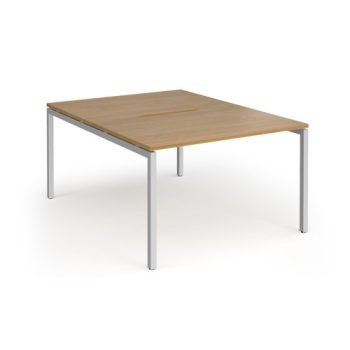 Connex Goal-Post 1200 x 1600 x 725mm Back to Back Desk ( 2 x 1200mm ) - Silver Frame / Oak Top - GCO1216-S-O