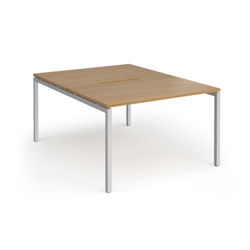 Connex Goal-Post 1200 x 1600 x 725mm Back to Back Desk ( 2 x 1200mm ) - Silver Frame / Oak Top - GCO1216-S-O