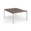 Connex Goal-Post 1200 x 1600 x 725mm Back to Back Desk ( 2 x 1200mm ) - Silver Frame / Walnut Top - GCO1216-S-W