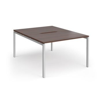 Connex Goal-Post 1200 x 1600 x 725mm Back to Back Desk ( 2 x 1200mm ) - Silver Frame / Walnut Top - GCO1216-S-W