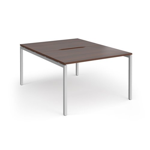 Connex Goal-Post 1200 x 1600 x 725mm Back to Back Desk ( 2 x 1200mm ) - Silver Frame / Walnut Top - GCO1216-S-W