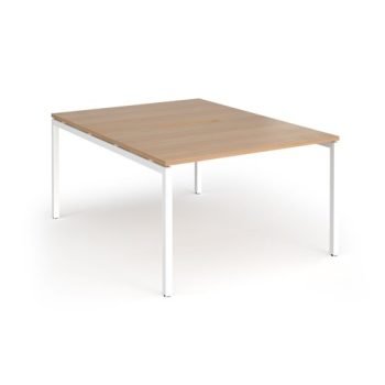 Connex Goal-Post 1200 x 1600 x 725mm Back to Back Desk ( 2 x 1200mm ) - White Frame / Beech Top - GCO1216-WH-B