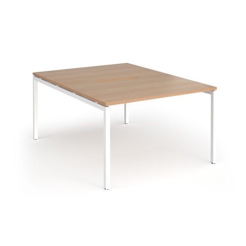 Connex Goal-Post 1200 x 1600 x 725mm Back to Back Desk ( 2 x 1200mm ) - White Frame / Beech Top - GCO1216-WH-B