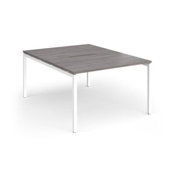 Connex Goal-Post 1200 x 1600 x 725mm Back to Back Desk ( 2 x 1200mm ) - White Frame / Grey Oak Top - GCO1216-WH-GO