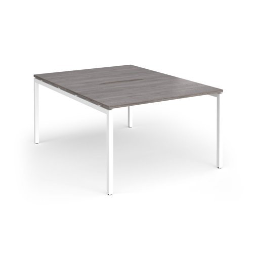 Connex Goal-Post 1200 x 1600 x 725mm Back to Back Desk ( 2 x 1200mm ) - White Frame / Grey Oak Top - GCO1216-WH-GO