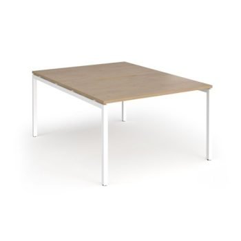 Connex Goal-Post 1200 x 1600 x 725mm Back to Back Desk ( 2 x 1200mm ) - White Frame / Kendal Oak Top - GCO1216-WH-KO