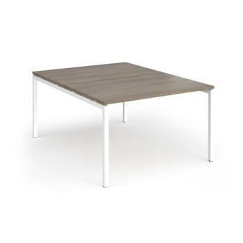 Connex Goal-Post 1200 x 1600 x 725mm Back to Back Desk ( 2 x 1200mm ) - White Frame / Nebraska Oak Top - GCO1216-WH-NO