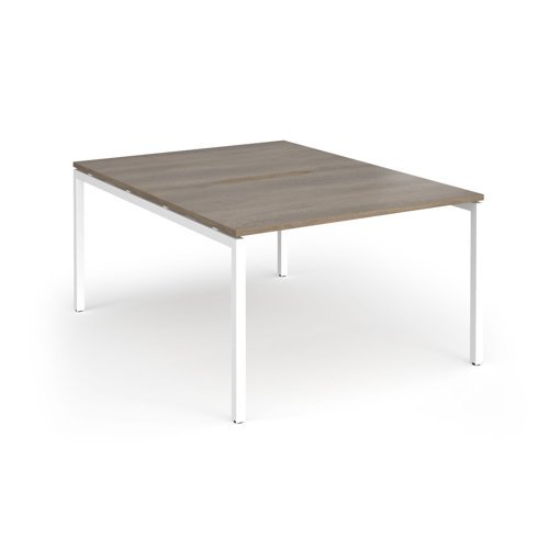 Connex Goal-Post 1200 x 1600 x 725mm Back to Back Desk ( 2 x 1200mm ) - White Frame / Nebraska Oak Top - GCO1216-WH-NO
