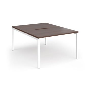 Connex Goal-Post 1200 x 1600 x 725mm Back to Back Desk ( 2 x 1200mm ) - White Frame / Walnut Top - GCO1216-WH-W