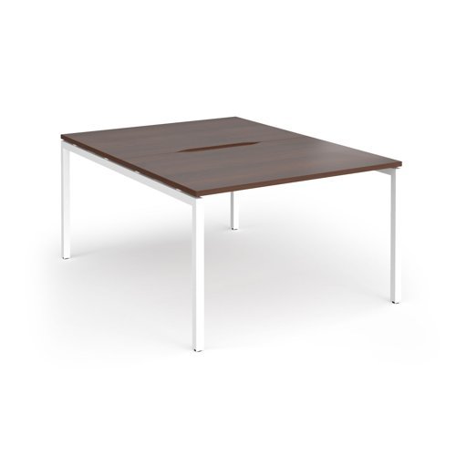 Connex Goal-Post 1200 x 1600 x 725mm Back to Back Desk ( 2 x 1200mm ) - White Frame / Walnut Top - GCO1216-WH-W