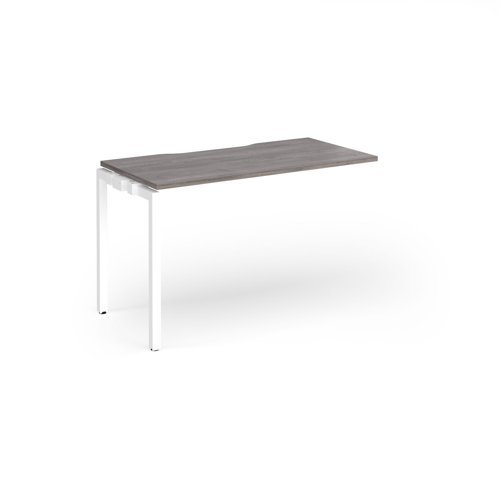 Connex Goal-Post 1200 x 600 x 725mm Single Add On Bay - White Frame / Grey Oak Top - GCO126-AB-WH-GO
