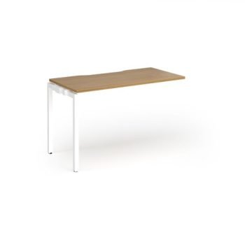 Connex Goal-Post 1200 x 600 x 725mm Single Add On Bay - White Frame / Oak Top - GCO126-AB-WH-O