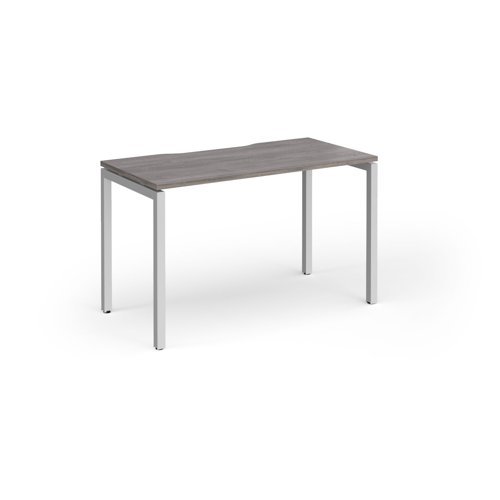 Connex Goal-Post 1200 x 600 x 725mm Single Desk - Silver Frame / Grey Oak Top - GCO126-S-GO