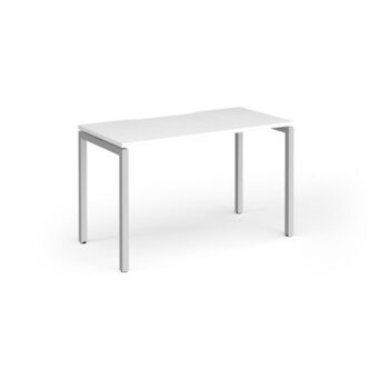 Connex Goal-Post 1200 x 600 x 725mm Single Desk - Silver Frame / White Top - GCO126-S-WH