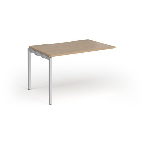 Connex Goal-Post 1200 x 800 x 725mm Single Add On Bay - Silver Frame / Kendal Oak Top - GCO128-AB-S-KO