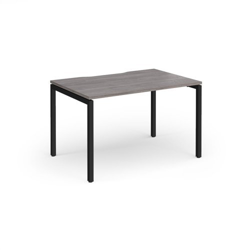 Connex Goal-Post 1200 x 800 x 725mm Single Desk - Black Frame / Grey Oak Top - GCO128-K-GO