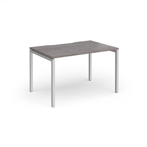 Connex Goal-Post 1200 x 800 x 725mm Single Desk - Silver Frame / Grey Oak Top - GCO128-S-GO
