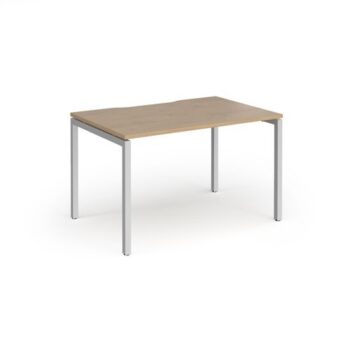 Connex Goal-Post 1200 x 800 x 725mm Single Desk - Silver Frame / Kendal Oak Top - GCO128-S-KO